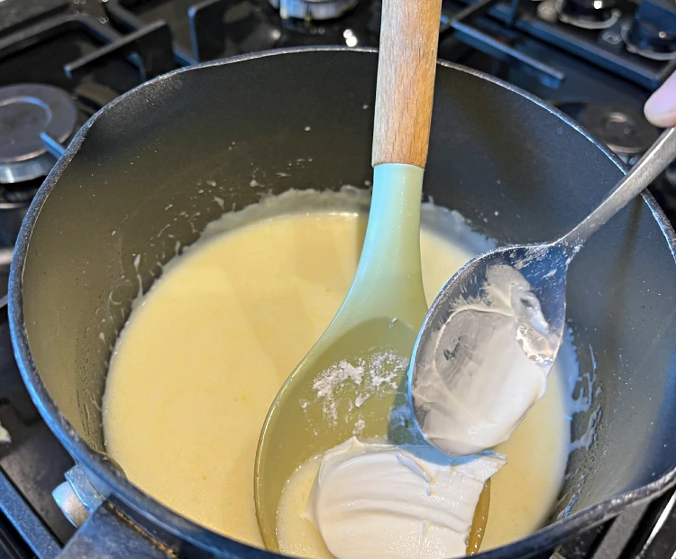 gluten free fish pie cooking in pan