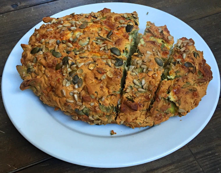 gluten free spinach feta and squash loaf