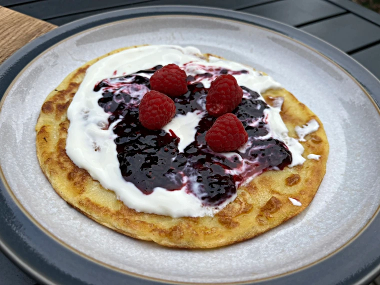 gluten free blackberry jam in pancake