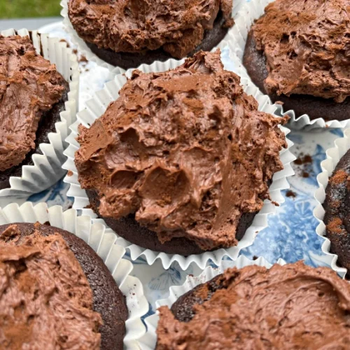 gluten-free chocolate cupcakes close