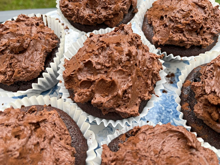 gluten-free chocolate cupcakes close
