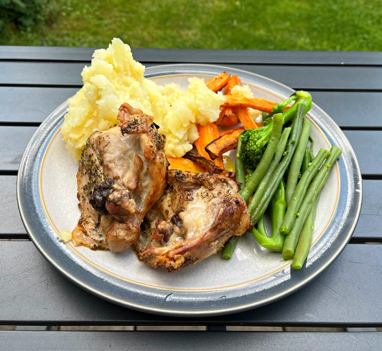 gluten-free roast chicken on plate