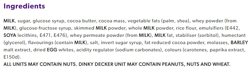 cadbury heroes ingredients
