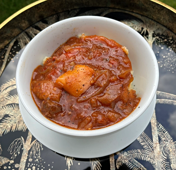 gluten-free beef casserole recipe on table