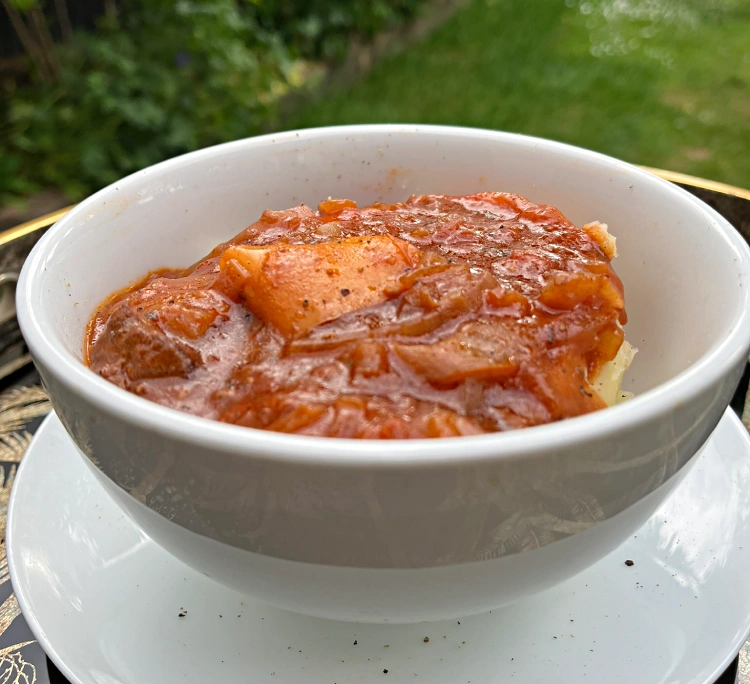 gluten-free beef casserole recipe close crop