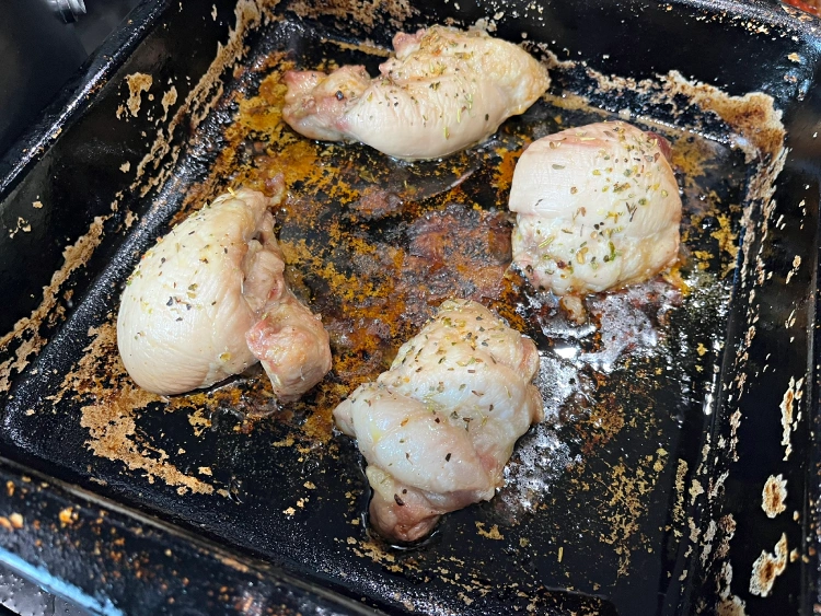 gluten-free teriyaki chicken cooking in oven