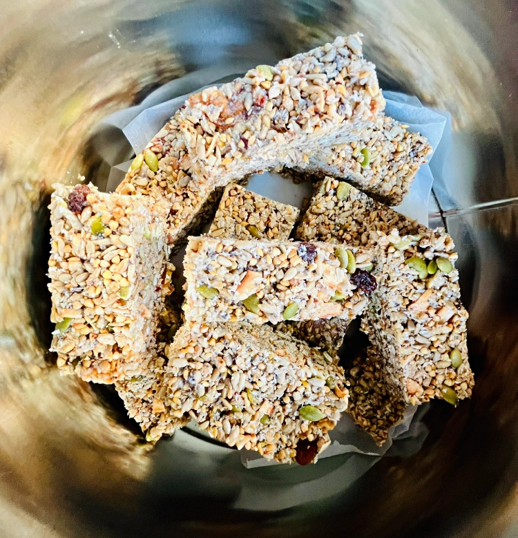 gluten free cereal bars in a tin