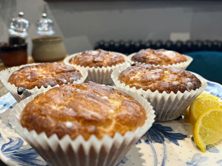 gluten free lemon drizzle muffins close up
