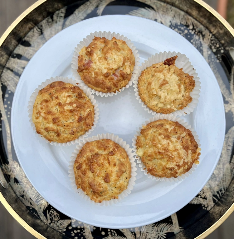 gluten-free cheese & bacon muffins on plate