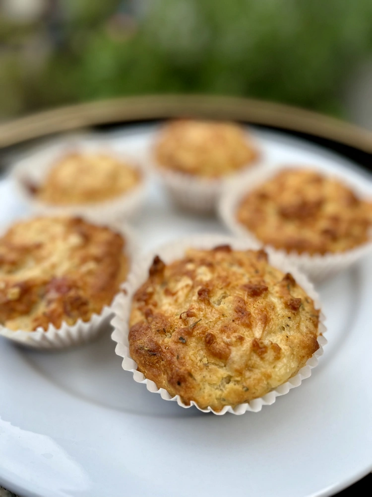 gluten-free cheese & bacon muffins in focus