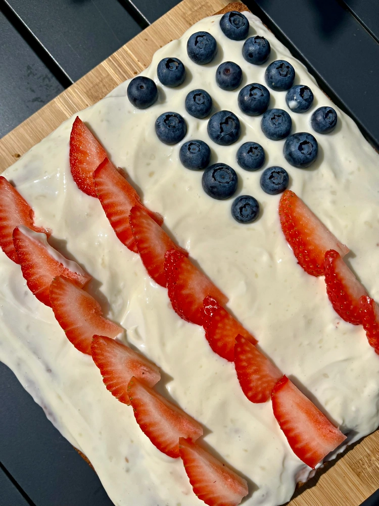 gluten-free flag cake close up