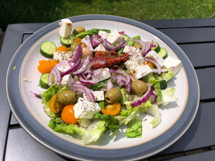 feta cheese salad full plate 
