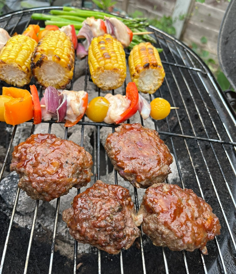 gluten-free mini beef burgers on grill