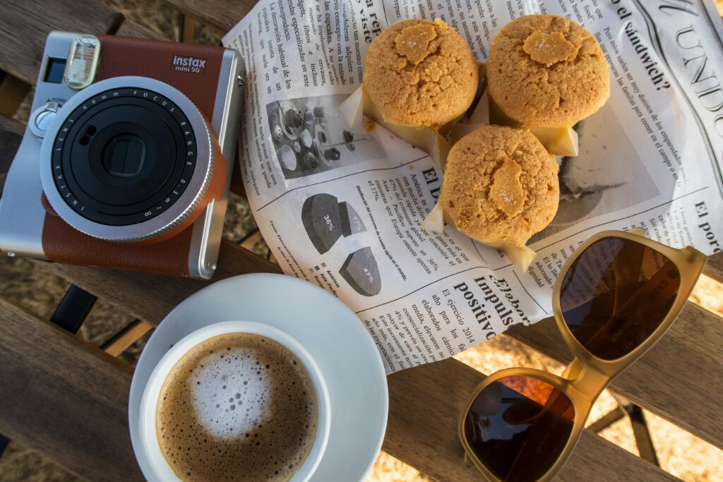 morning muffins and coffee on table