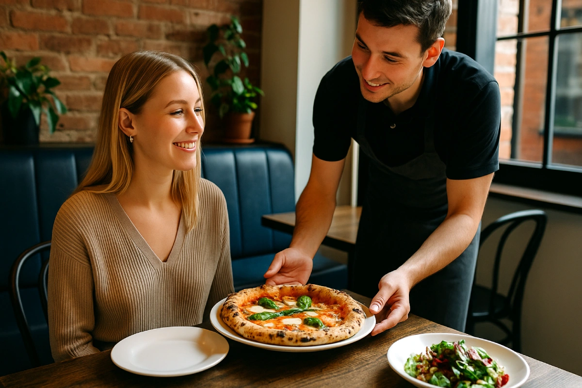 customer being served at a restaurant