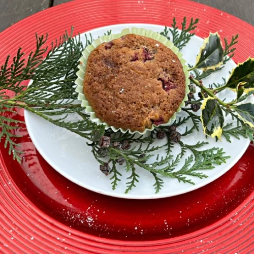 gluten free christmas muffin on plate