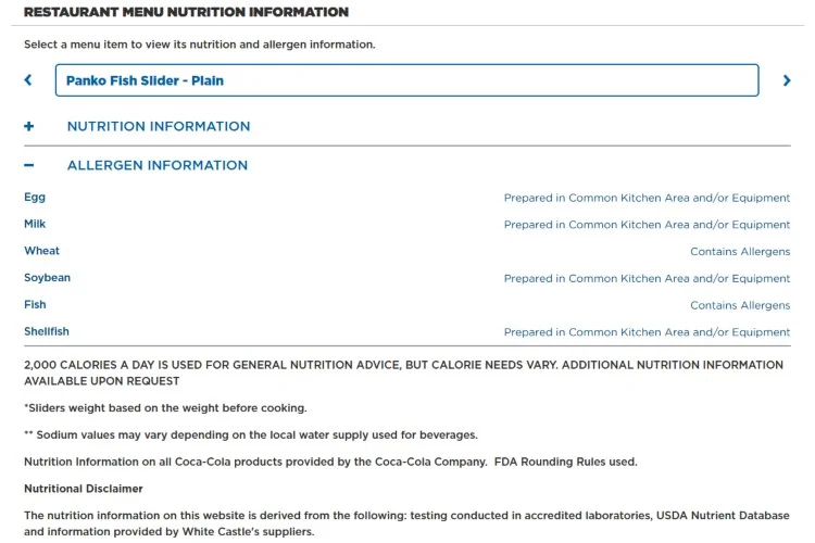 White Castle Gluten-Free